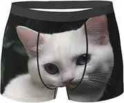[QMNEHJ] White Cat Men's Boxer Briefs Breathable Stretch Underwear Moisture-Wicking Trunks for Men