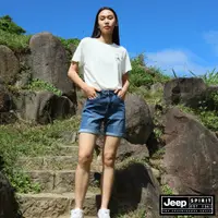 在飛比找蝦皮商城優惠-JEEP 女裝 舒適彈性刷色牛仔短褲-藍色