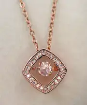 Fifth Ave Rose Gold Rhinestone Pendant Necklace