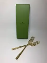 Lenox Kate Spade Two Hearts "I Do Me Too" Tasting Fork Set Gold Stainless Steel