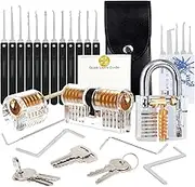 Lock Picking Kit with Transparent Training Padlock and and Credit Card,Premium Practice Lock Picking Tools Lockpick Training Kit,Lock Pick Set for Beginners and Pro Locksmiths 30 Pick