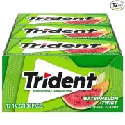 Trident Watermelon Twist Sugar Free Gum, 12 Packs of 14 Pieces (168 pcs)