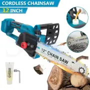 Cordless 12" Chainsaw Rechargeable Wood Cutter Saw ChainSaws Electric for Makita