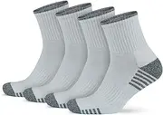 [GoWith] 4 Pairs Unisex Cotton Cushioned Crew Socks, Moisture-Wicking Lightweight Athletic Striped Golf Socks for Men & Women, White, Small, Model: 3502, White - 4 Pairs, Small