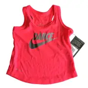 Nike Toddler Girls Logo Tank Top Shirt Size 2T DANCE Sparkle Grey Racer Pink Nwt