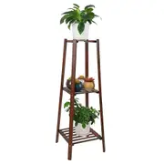3Tiers Bamboo Plant Stand Corner Rack Ladder Shelf Flower Pot Holder for Balcony