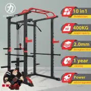 【2.0mm + 10 in 1 】Power Rack Cage w/ Lat Pull Down Squats Dip Bar Bench Home Gym