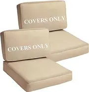 TECOSARA Patio Cushion Covers Replacement Outdoor Seat Cushions Cover for Patio Furniture, Deep Seat Bottom and Back Cushion Cover Set for Chair, Sofa and Couch, 4Packs, 26.5x26.5x4/26.5x13x4, Tan