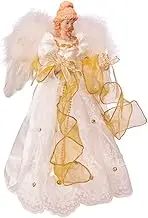 Kurt S. Adler Kurt Adler 14-Inch Battery-Operated Ivory and Gold LED Angel Treetop, White