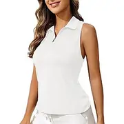 US Open Women's Workout Tank Top Sport Shirt Sports Tank Top Tank Top Sleeveless Zipper Quick Dry Tennis Golf Pickleball Zip Collar Solid Colored Tank Back Bla