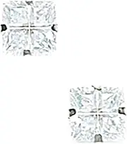 [JewelryWeb] 14k White Gold 6x6mm 4 Segment Square CZ Simulated Diamond Light Prong Set Earrings Stud Earring for Women