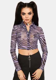 [Pretty Garbage] Zebra Print Mesh Top