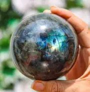 Healing Booster 90MM Natural Green Labradorite Stone Chakra Metaphysical Sphere