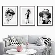 Audrey Hepburn Wall Art Movie Star Posters Set Black White Canvas Painting Nordic Vintage Posters and Prints Vintage Pictures for Living Room Bedroom Decor Artwork No Frame Eqd32
