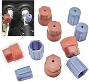 10PCS R134a Cap Air Conditioning Service AC System Charging Port Caps, A/C System Valve Core and Cap Kit, 13mm & 16mm Air Conditioning Cap Replacement for Most Vehicles with R134A A/C System