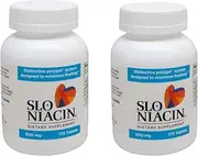 Slo Niacin Vitamin 500 Mg 175 Tablets Two Packs | Slow Release Niacin for Heart Health, Energy | 350 Tables Total for 350 Day Supply | Bundle with Long Glacier Pill Oragnizer