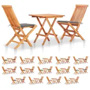 Solid Teak Wood Outdoor Bistro Set 3 Piece with Cushions Multi Colours vidaXL