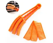 Removeable Washable with Microfibre Blind Cleaner Window Blind Duster Brush For The Blinds Air Conditioner Car AC Vent & More - Orange