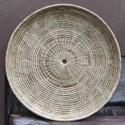 Vintage Thai Handicraft Wicker Crafts Rattan Tray Food Fruit Serving Round Dish