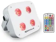 Rockville MINI IR4 White RGBWA+UV DJ/Party Par Wash Up Light+Wireless DMX+App