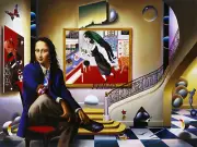 Ferjo retrospective 25 years special "NEW MONA WITH CHAGALL" 24" x 18"