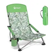 Low Beach Chair, High Back Folding Beach Chair for Adults, Lightweight and Po...