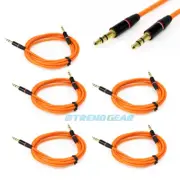 5X 4FT 3.5MM AUX JACK MALE AUDIO STEREO CABLE CORD ORANGE FOR IPHONE 5S 5C IPOD