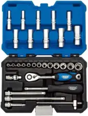 Draper 16444 1/4-Inch Square Drive Metric Socket 30 Piece Set