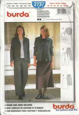 BURDA 2737 GIRL'S SIZE 10-15 JACKET, PANTS, SKIRT SEWING PATTERN OOP
