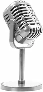 Aswalling Classic Retro Dynamic Vocal Microphone Vintage Mic Universal Stand for Live Performance Karaoke Studio Recording Silver