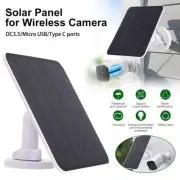 Outdoor Solar Panel for Wireless Security Camera w/DC3.5/Micro-USB/Type-C Ports