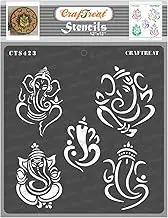 CrafTreat Ganesha Stencil for Painting on Wood, Home Decor and Wall Art - Ganesha Stencil - 12X12 Inches - Ganesh Stencils for Painting on Tiles & Scrapbook Supplies - Indian God Art & Craft Supplies