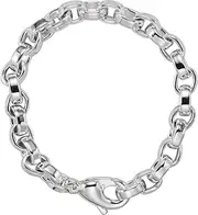 [JewelryWeb] 925 Sterling Silver 6.75mm 18 Centimeters Flat Cable Chain Bracelet Link-Bracelet for Women and Men