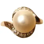 【小樂珠寶】復古圓包鑽天然珍珠養珠戒指(僅超大戒圍14號珍珠白粉色隨機出貨)