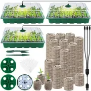 Seed Starter Tray Kit 3 Pack with Grow Light Humidity Dome Labels