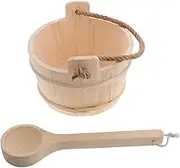 LIFKICH Sauna Accessory Set Wooden Bucket Ladle Salt Spoon for Sauna Room Spa Bath