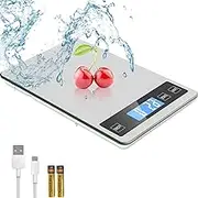 Food Scale,33lb/15kg Rechargeable Digital Kitchen Scale,1g/0.1oz Precise Graduation,Ounces and Grams for Cooking Baking,Waterproof Stainless Steel and Tempered Glass Surface