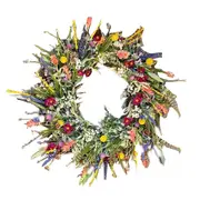 Spring Artificial Daisy Lavender Wreath Wildflower Summer Silk Wreaths for Front Door Home Wall Farmhouse Holiday Decor as shown