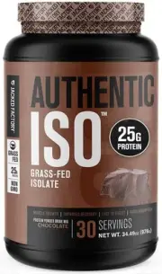 Authentic ISO Grass Fed Whey Protein Isolate Powder - Low Carb, Non-GMO Muscl...