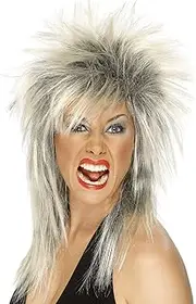Smiffys Women's Rock Diva Wig Two Tone Blonde and Long Mullet