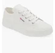 Superga Italy 2630 Stripe Nappa White Leather Women's Sneakers Size 6.5 NIB