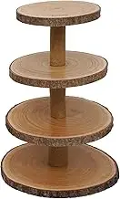 Eronenjoy Wood Cupcake Stand 4-Tier Dessert Tower Stand Rustic Tiered Display Stand for Woodland Baby Shower Decorations/Wedding/Afternoon Tea/Birthday/Farmhouse/Graduation/Festival
