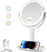 MIYADIVA Makeup Mirror with Lights, 20X Magnifying Mirror with Light and Touc...