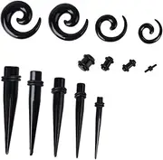 [VALICLUD] 54pcs Snail Ear Loop Gauges for Noise Small Gage Starter Kits Gauge Stretching Machine Bulk Septum Ear Gauge Black