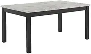 New Classic Furniture Celeste Dining Table for 6 with Heat Resistant Faux Marble, 64-Inch, Black Base with White & Gray top