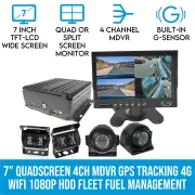 Elinz 7" Quadscreen 4CH MDVR GPS Tracker Tracking 4G WiFi 1080P AHD HDD Fleet Fuel Management