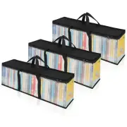 3 Pack CD Storage Bags Media Organizer for DVDs CDs Blue Ray Disc Video Game