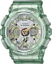 [Casio] G-Shock GMAS120GS-3A S-Series Analog Digital Mid Size Green Strap Unisex Adult Watch, Grey/Green Dial, 49 × 45.9 × 15.8 mm