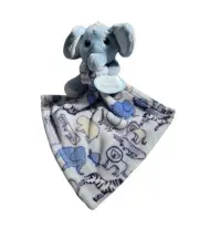 Little Beginnings Lovey Elephant Plush Blue White Baby Security Blanket New