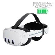 For Meta Quest 3 VR Headset with 10000mAh Battery Power Pack Elite Head Strap